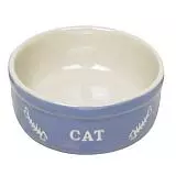 Миска для кошек Nobby Cat с рисунком, 13.5*5 см, 240 мл, керамика, голубая