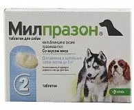 Антигельминтный препарат для собак и щенков до 5 кг KRKA Милпразон 2*2,5/25 мг