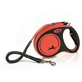 Рулетка для собак Flexi Xtreme S, ремень 5 м, до 20 кг, черный/оранжевый