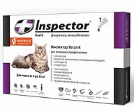 Капли для кошек от 8 до 15 кг и внешних и внутренних паразитов Inspector 1 пипетка (срок 09.2022)