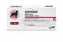 Таблетки для собак 21-80 кг с сердечной недостаточностью Elanco Фортекор®, 20 мг, 14 таблеток (срок 31.10.22)