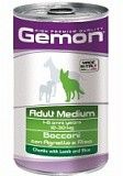 Консервы для собак средних пород Gemon Dog , кусочки ягненка/рис 1250 г