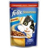 Влажный корм для кошек Феликс Sensations ГвЖ говядина/томат 85г